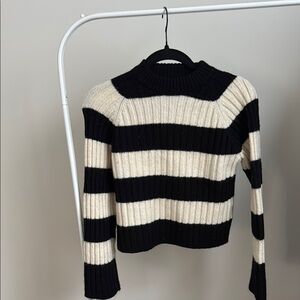 Striped Black and Cream Women's Sweater